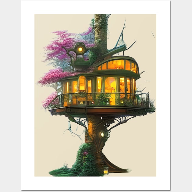 Retro futuristic Treehouse Wall Art by She Gets Creative